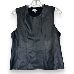 Tyler Boe Black Leather and Wool Vest M